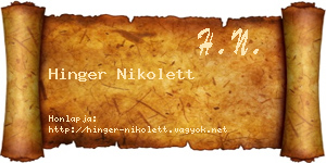 Hinger Nikolett névjegykártya